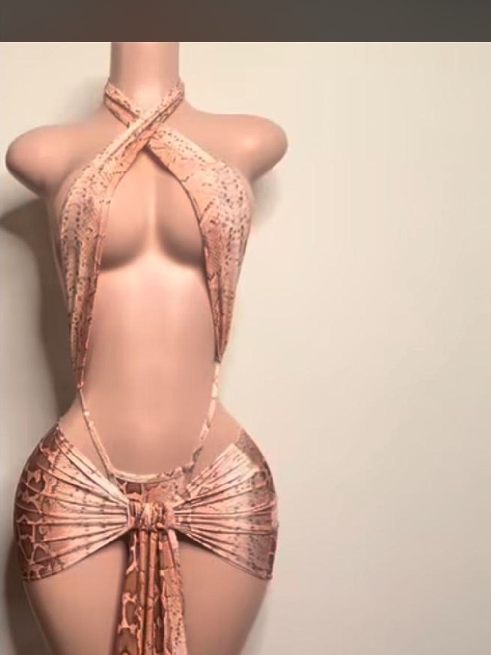 Nude Pink Tie-Front Cutout Halter Dress